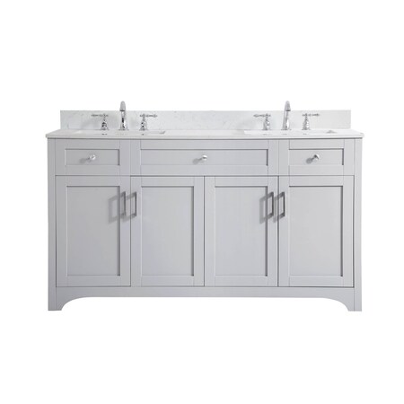 Elegant Decor 60 Inch Double Bathroom Vanity In Grey With Backsplash VF17060DGR-BS | Zoro